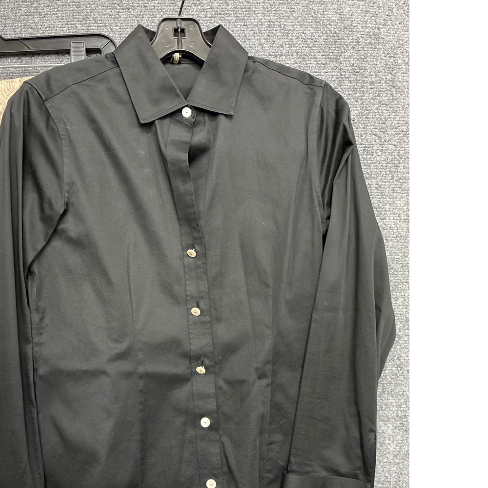 Paperwhite Black Cotton Blend Button Shirt Size 2 Pearl XS